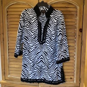 New w/o tag Dana Buchman Zebra Tunic XL black bead